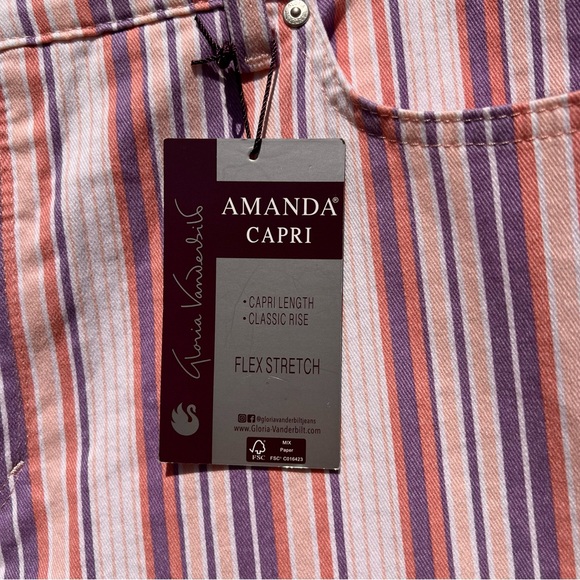 ⬇️Gloria Vanderbilt NWT Women’s Amanda Capri 18 Color Ribbon Pink/Screen Stripe - Picture 12 of 14